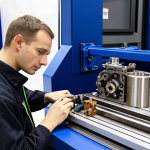 **

A quality control expert in a modern manufacturing setting, inspecting metal components with precision instruments, ensuring the reliability and safety of the final product, possibly an automotive part or aerospace component. Focus on the expert's attention to detail and the high-tech environment.

**
