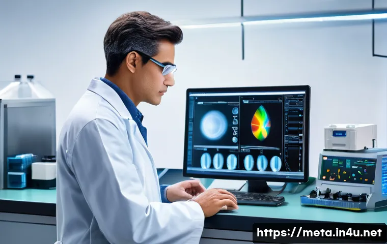 열처리 현장에서 주의할 점 - A highly detailed, realistic image of an expert scientist, wearing a lab coat and safety glasses, me...